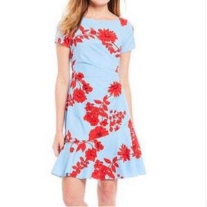 ADRIANNA PAPELL Floral Blue and Red Dress size 6​